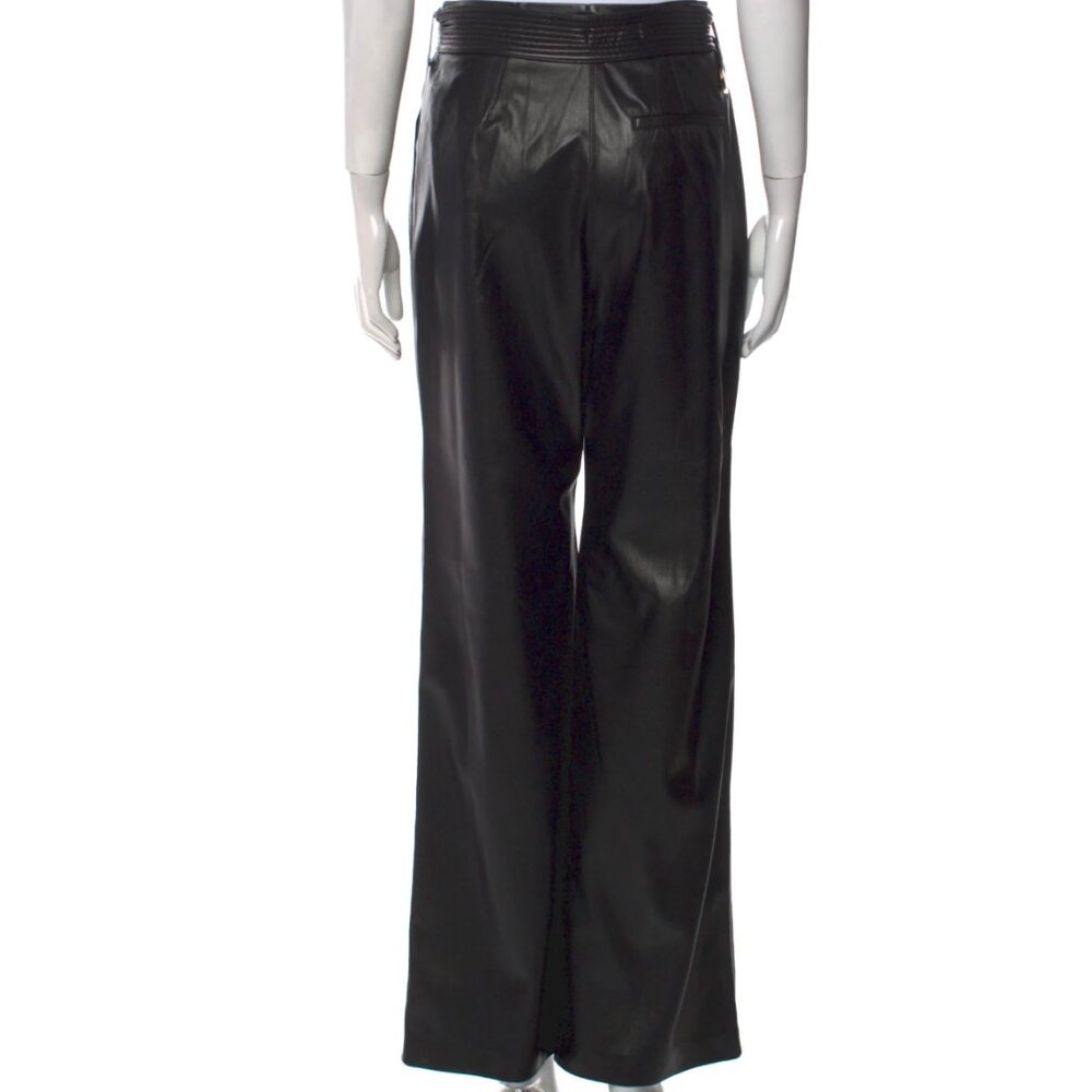 NANUSHKA BELTED BLACK FAUX VEGAN LEATHER WIDE PANTS S